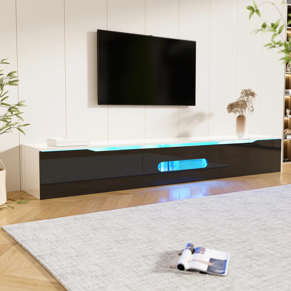 Cassettiera per TV nera e bianca; MDF e truciolare; 180 cm