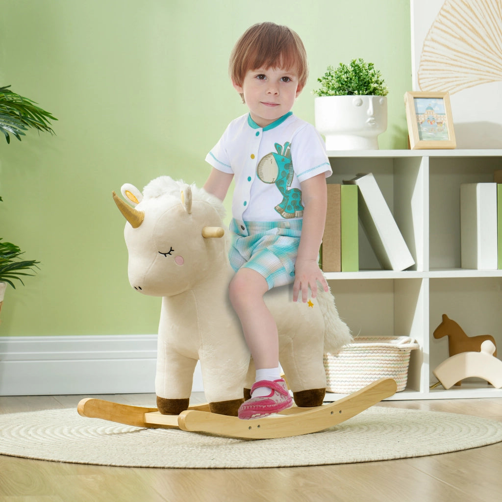 Cavallo a Dondolo Unicorno per Bambini con Suoni ¨C zephmum ¨C Bianco