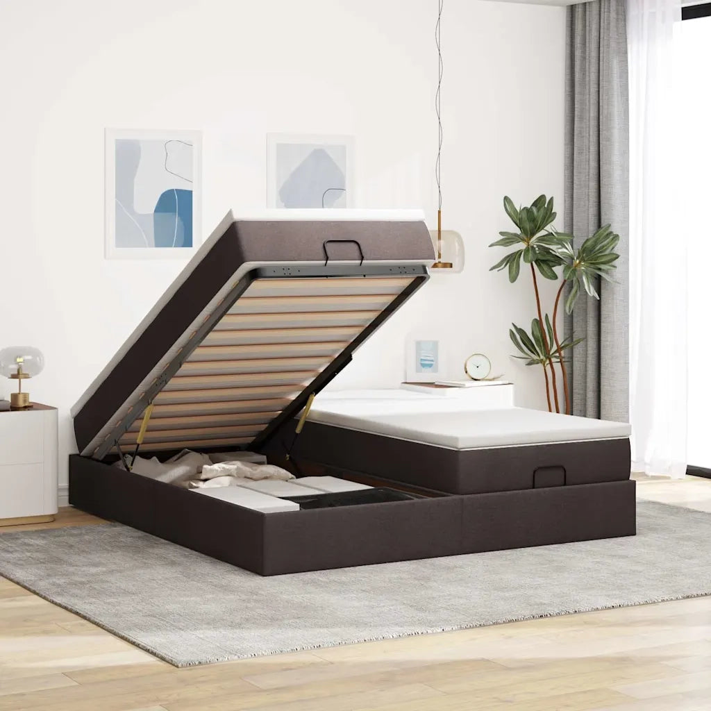 Struttura Letto Pouf con Materassi 180x200 cm in Tessuto