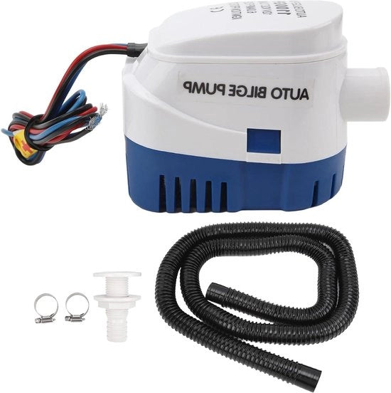 Set di installazione per vele e barche - pompa di acqua da 1100 gph a 12V DC - con tubo di scarico 1-1/8.