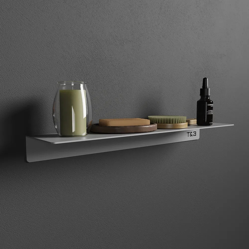 Mensola da bagno in alluminio grigio opaco 40 cm | Bergen