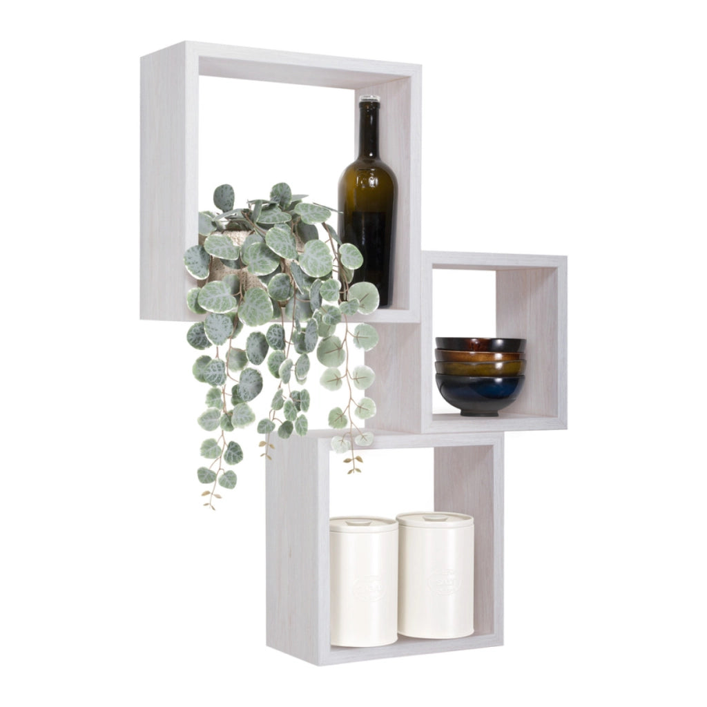 Set di 3 Mensole da Muro MODELLO INCUBO, Cubi Arredo, Mensole Cubo, Cubi da Parete. Misure 35x35 p15.5 cm 30x30 p15.5 cm e 25x25 p15.5 cm. Finitura  ROV. IMPERIALE - MADE IN ITALY