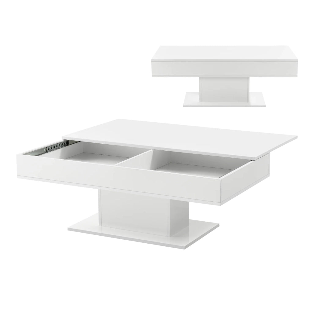 Tavolino da salotto con 2 scomparti interni portaoggetti 40 x 110 x 60 cm bianco 03_0006145