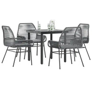 Set da Pranzo da Giardino 5 pz con Cuscini Polyrattan Vetro