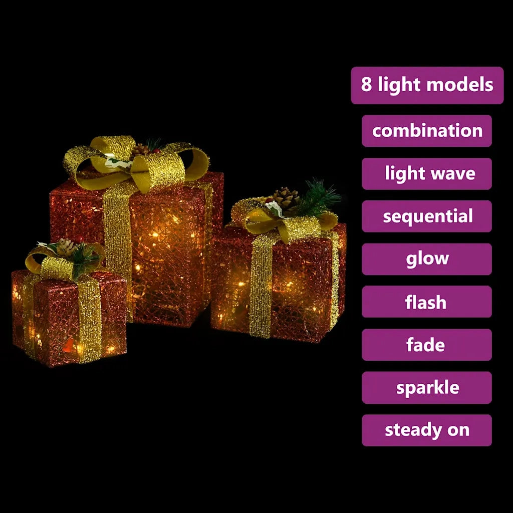 Scatole Regalo Decorative Natale 3 pz Rosse da Esterno Interni CFW3554969