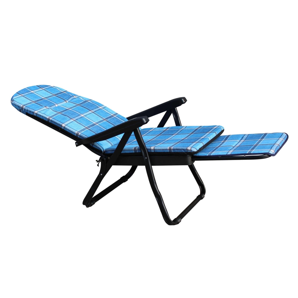 Poltrona Sdraio relax reclinabile in Tessuto Acciaio cm 155x60x60 - QUENTIN
