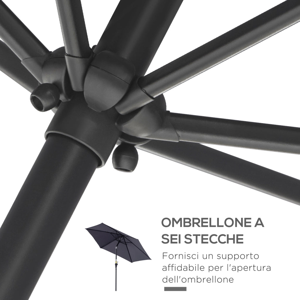 Ombrellone da Giardino Inclinabile 2.6x2.4 m ¨C zephmum ¨C Grigio e Nero in Alluminio e Poliestere