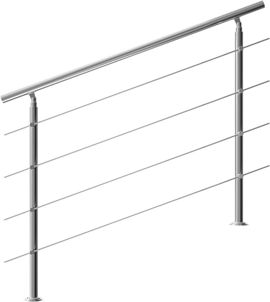 Ringhiera per scale acciaio 120cm 4 traverse interno esterno corrimano da parete parapetto