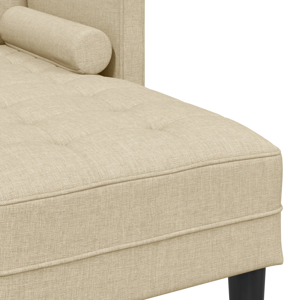 Divano L-Shaped a 3 Posti Crema 160 cm in Tessuto