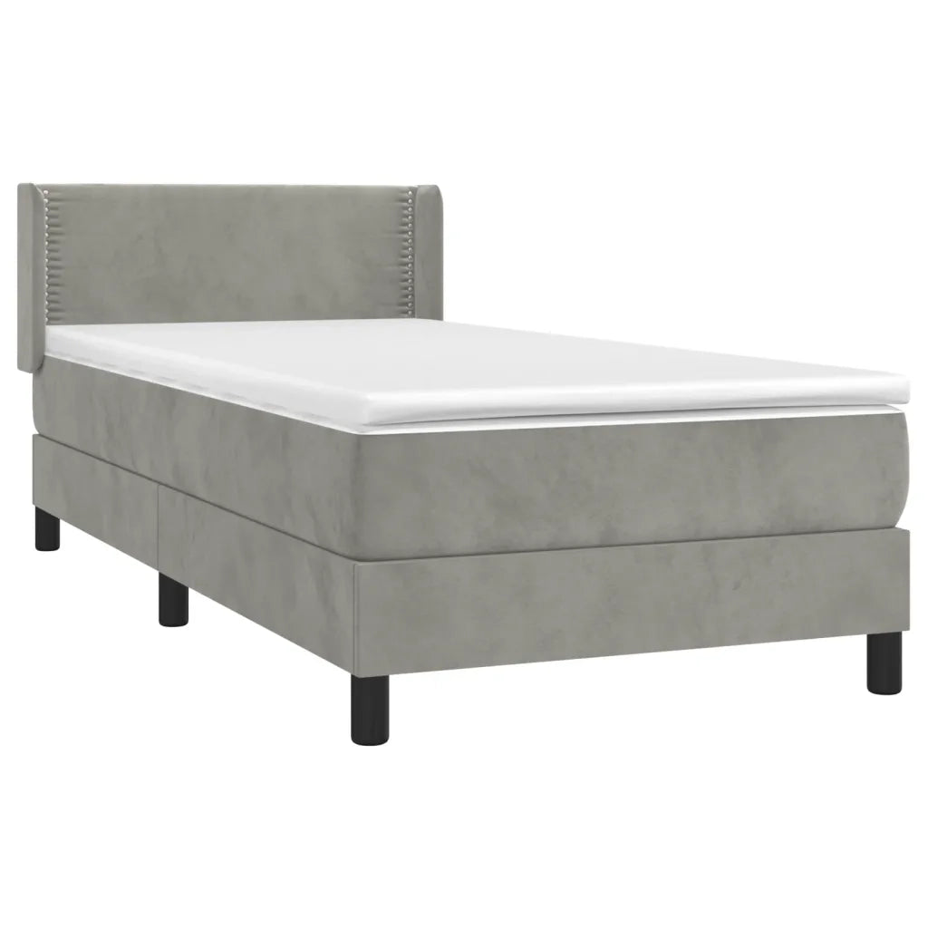 Giroletto a Molle con Materasso Grigio Chiaro 90x190 cm Velluto 3130871