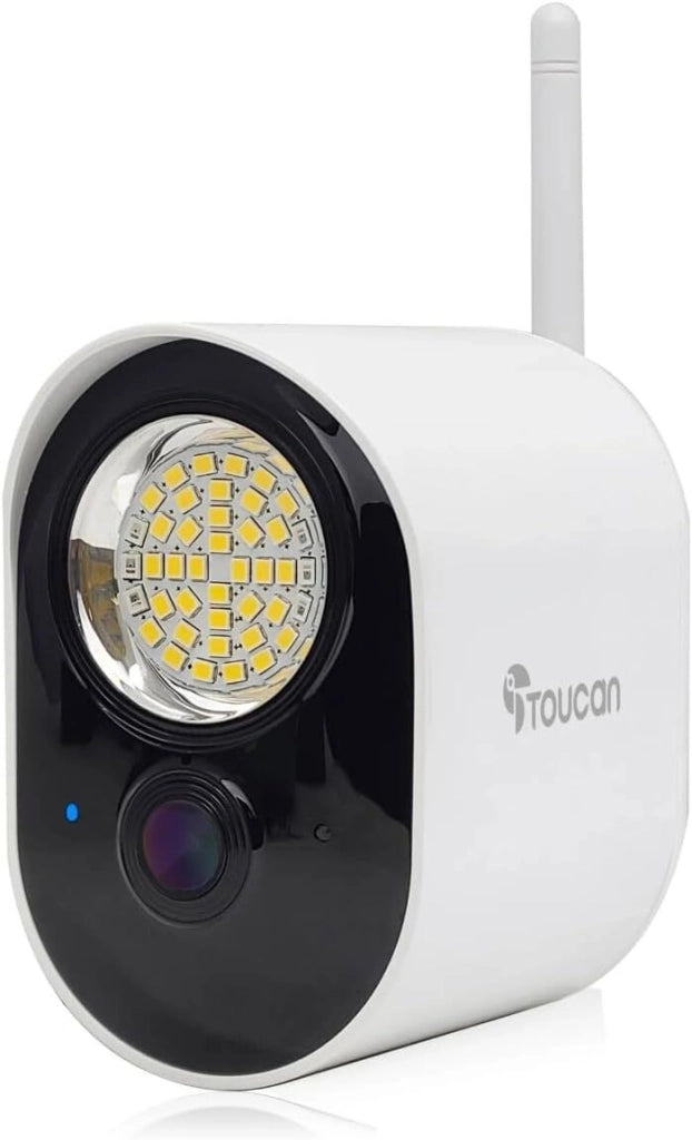 Toucan TSLC10WU-ML Telecamera IP con Faro di Sicurezza Rilevamento Radar 1080p Full HD 1200 lumen 110 dB IP56 Wi-Fi colore Bianco