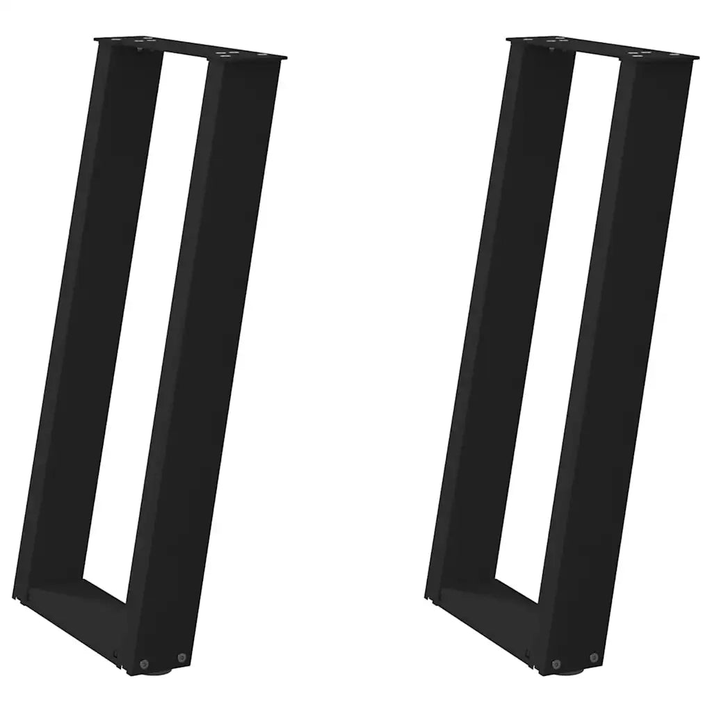 Gambe per Tavolo Consolle a Forma di U 2 pz Nere 38x(72-73) cm Acciaio 4012780