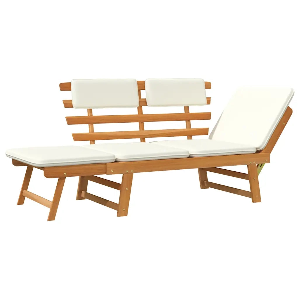 Panca da Giardino con Cuscini-Sgabello-Panca da esterno 2-in-1 190 cm in Massello Acacia