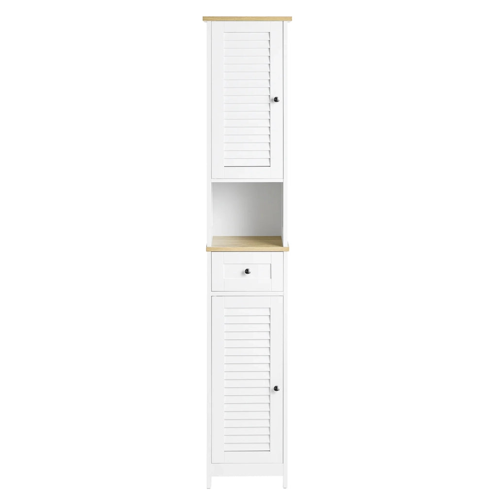 mobile a colonna bagno salvaspazio Bianco Con Cassetti Bianco-Naturale L32*A170*P30 cm, FRG236-WN