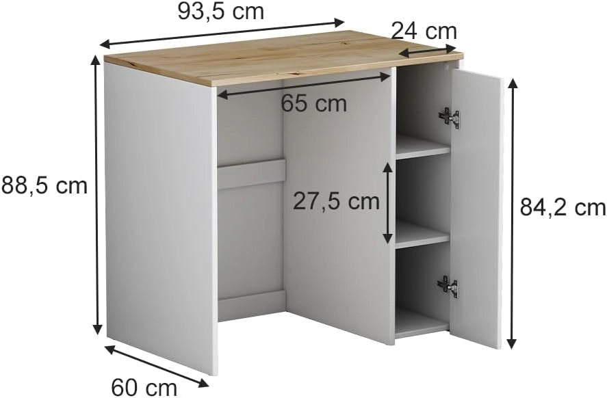 Vicco Mobile lavatrice Lavik, Bianco, 93.5 x 88.5 cm con 3 scomparti, per riporre risparmiando spazio sopra la lavatrice