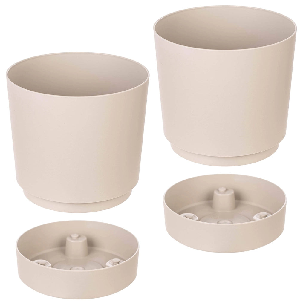 KADAX Vaso da fiori con coprivaso e sottovaso, rotondo, 14,5 cm, set da 2
