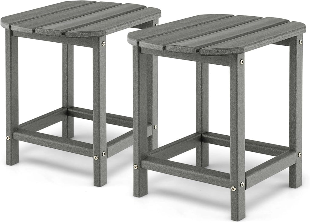 Set di 2 tavolini da giardino in HDPE, resistenti alle intemperie, piccolo tavolo da balcone, tavolino da caffè con spazio di archiviazione a 2 piani, tavolo da tè per esterni, per terrazza