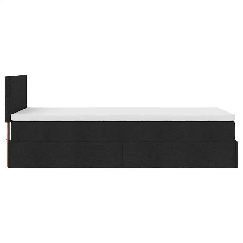 Struttura Letto Pouf con Materasso Nero 90x190 cm in Tessuto 3311340