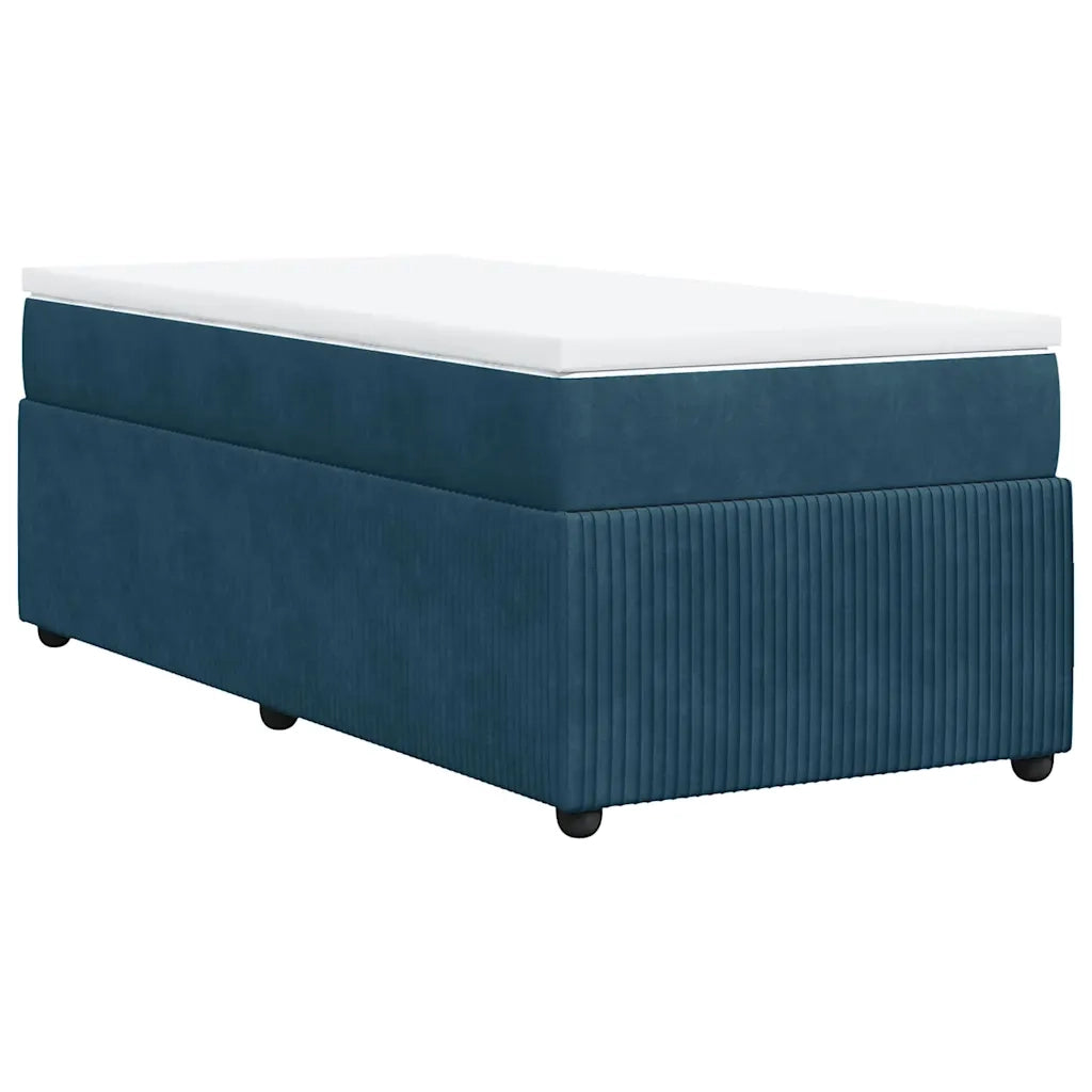 vidaXL Giroletto a Molle con Materasso Blu Scuro 90x190 cm in Velluto