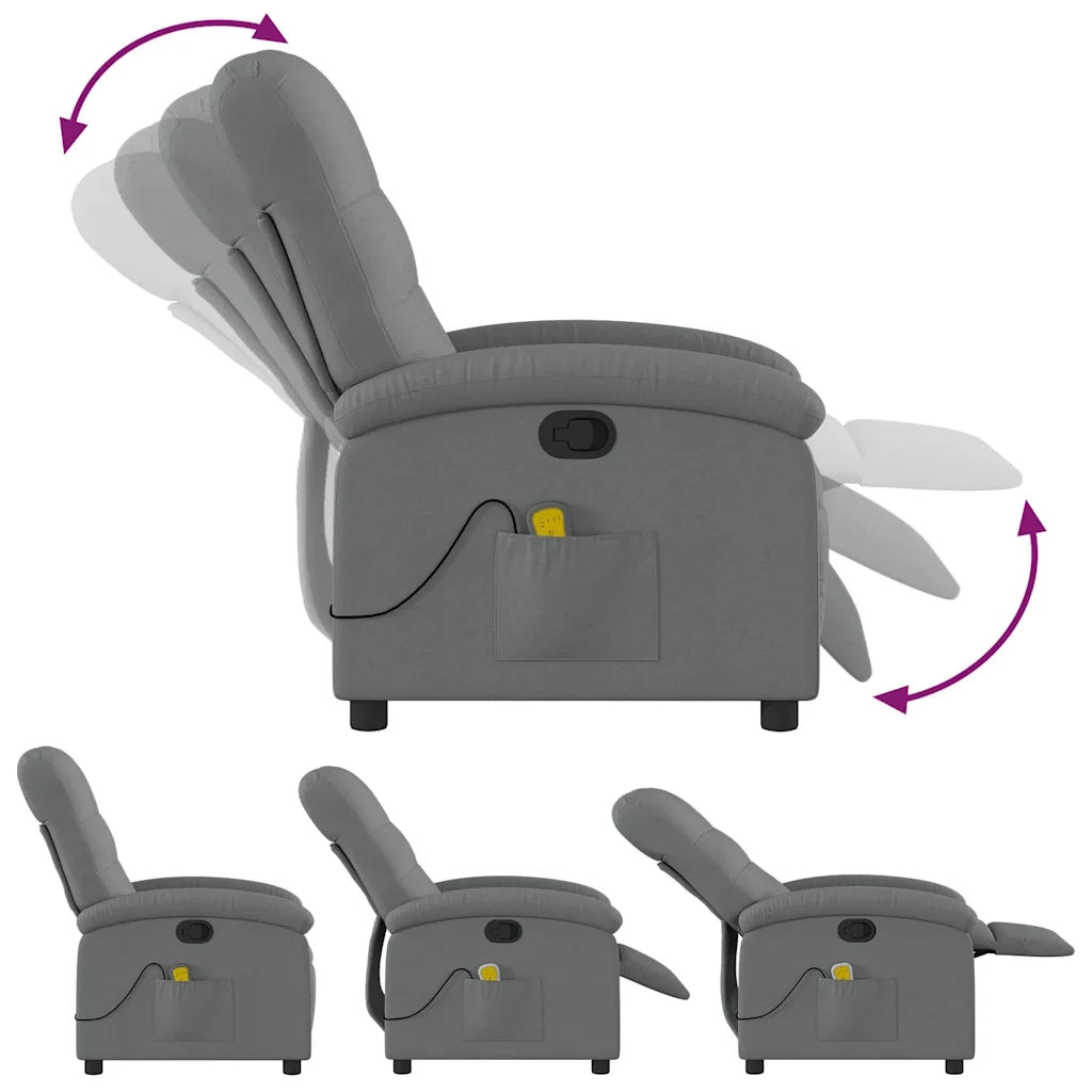 Poltrona Massaggiante Reclinabile Grigio Scuro in Tessuto 371740