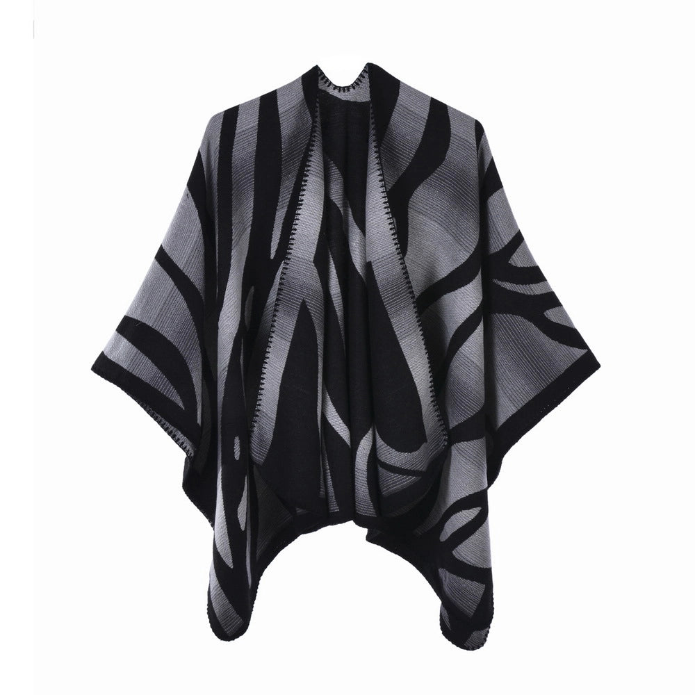 Sciarpa/stola da donna, classica stampa zebrata, mantellina con spacco, elegante e semplice, calda coperta.