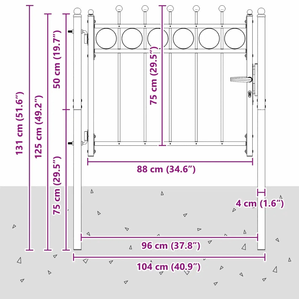 Cancello per recinzione HORST 100 x 75 cm Metallo Nero CFW3632166