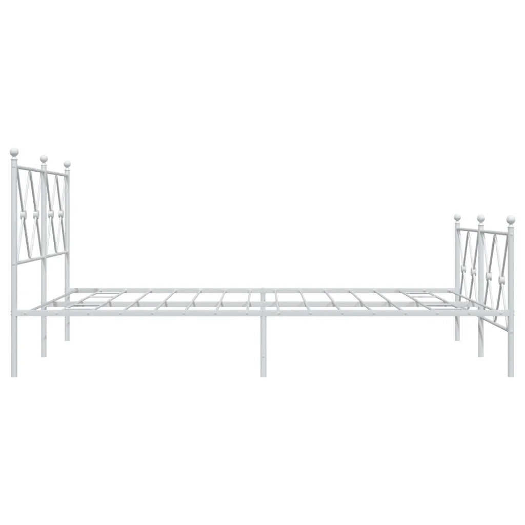 Giroletto con Testiera e Pediera-Struttura Letto Metallo Bianco 137x190 cm 456052