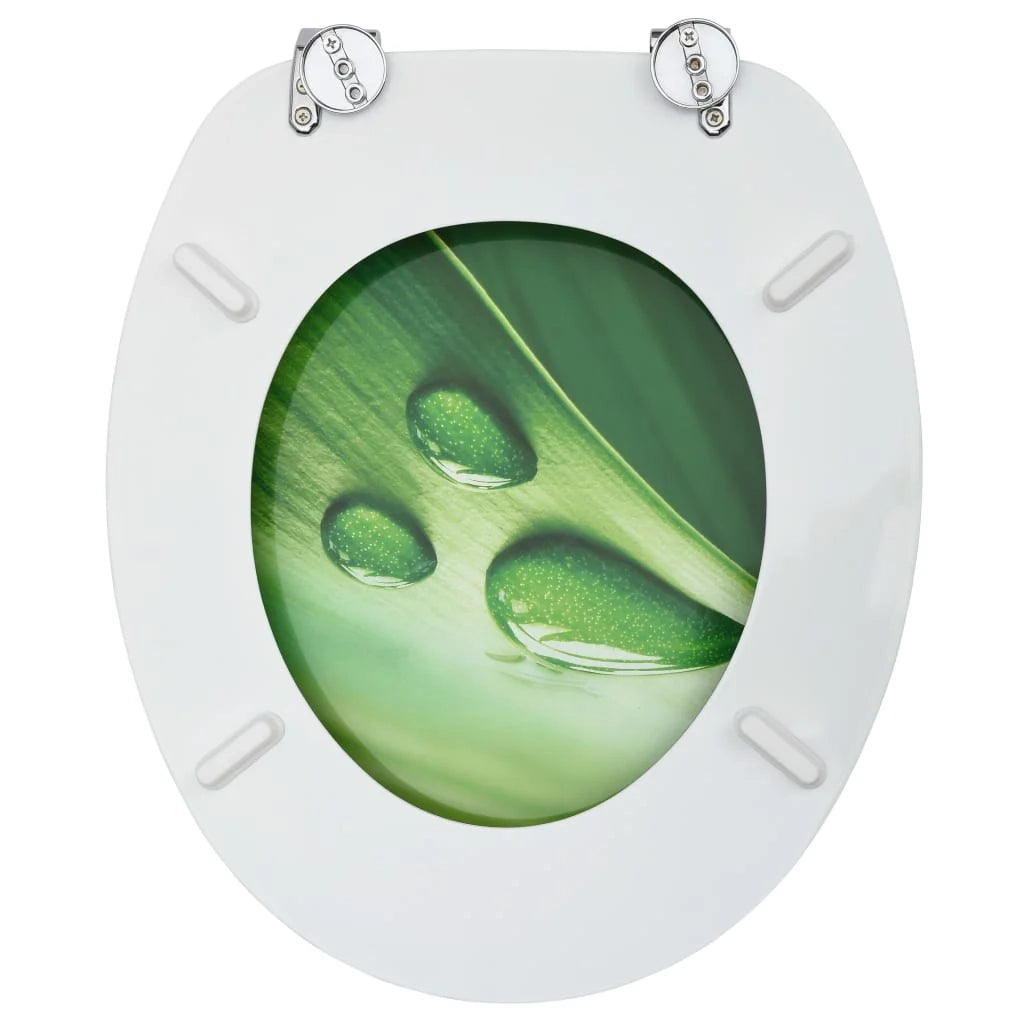 Set di due sedili WC con coperchio MDF verde design gocce d'acqua 02_0002975