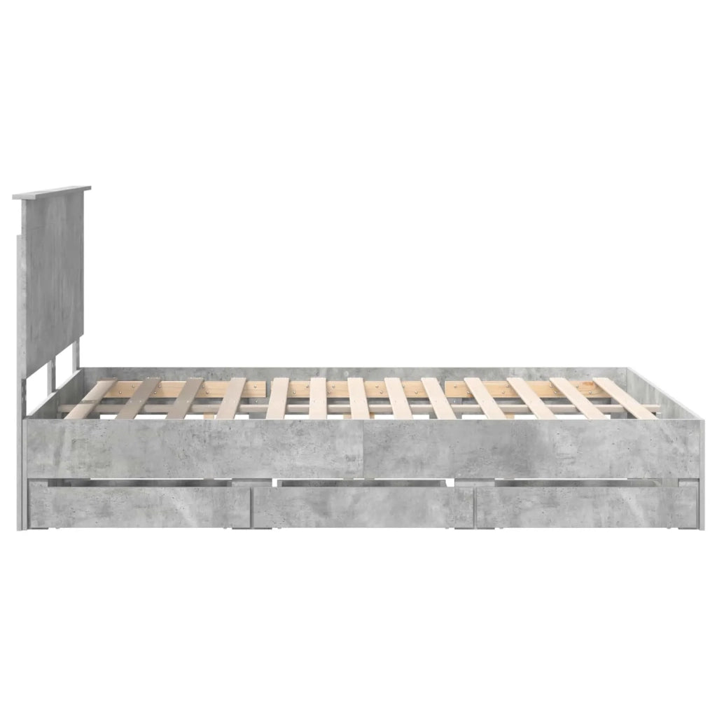 Struttura del letto con cassetto Grigio cemento 140 x 190 cm