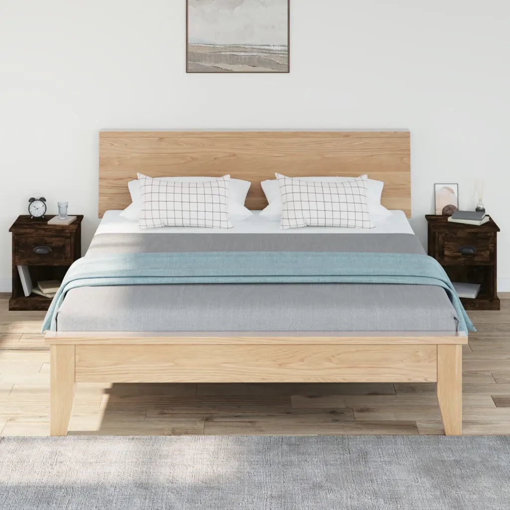 Set di 2 Comodini | Armadio da Notte | Mobiletto da notte Rovere Fumo 39x39x47,5 cm in Legno Multistrato