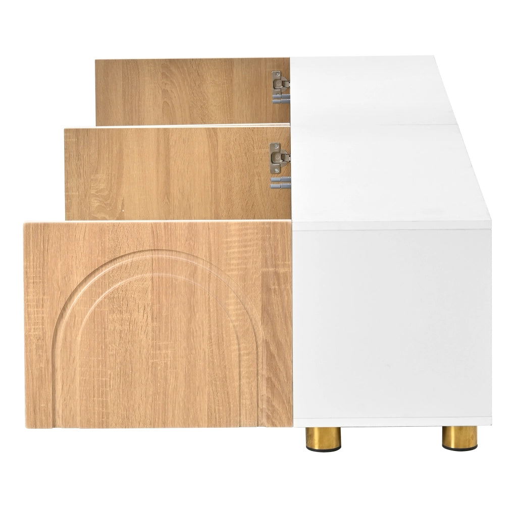 Mobile TV con 4 Ante e Piedi in Metallo ¨C MINIMAL ¨C Bianco/Nero/Legno