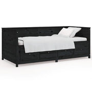 Letto singolo | Letto per adulti | Dormeuse Nera 90x200 cm in Legno Massello di Pino