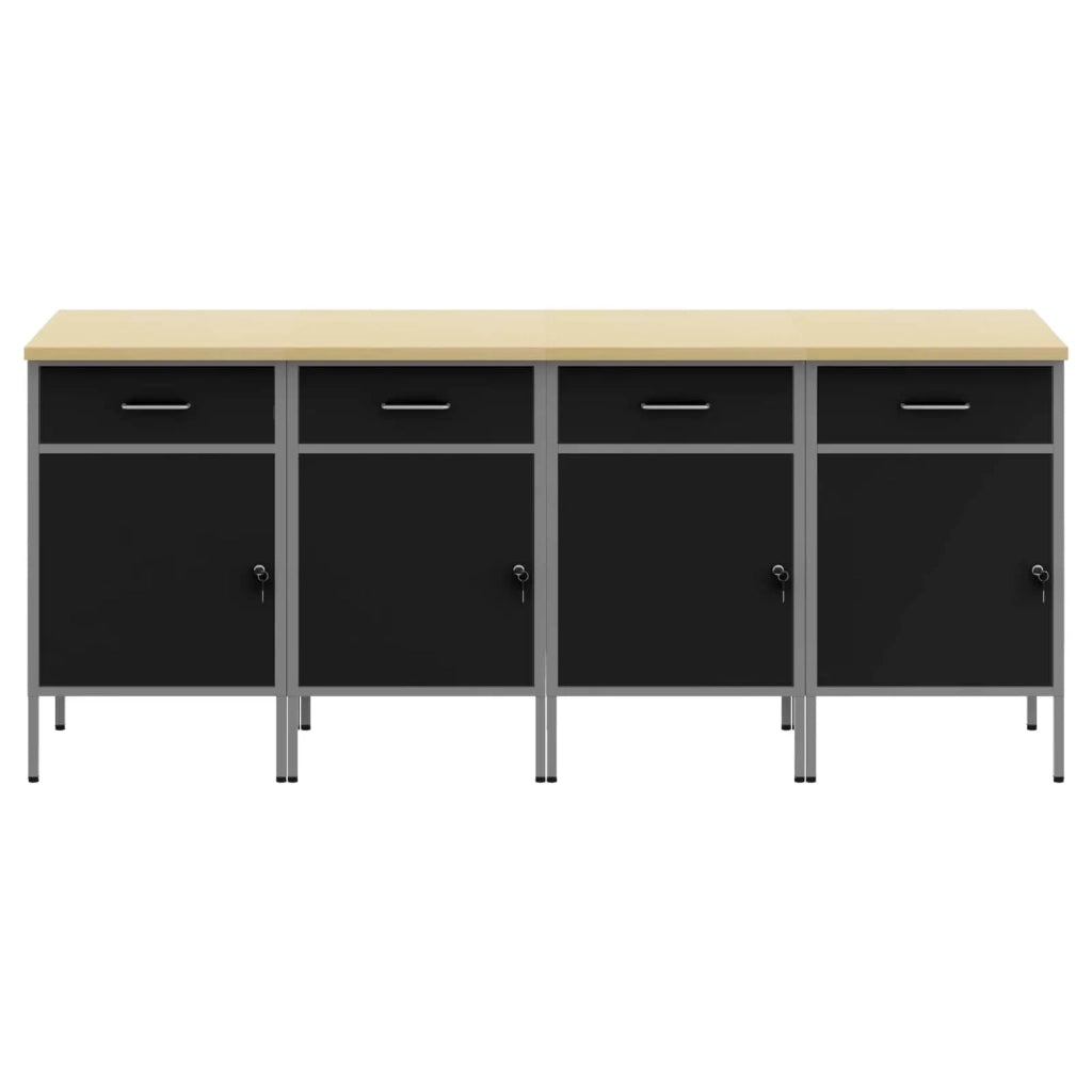 Mobile da lavoro 4 pcs Nero e Grigio 200 x 55 x 85 cm 3321384