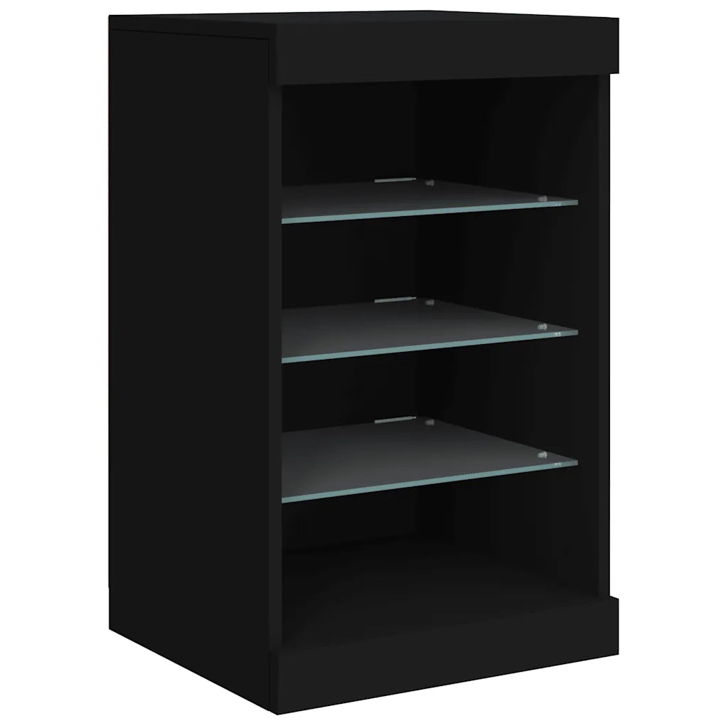 Credenza | Madia | Buffet da pranzo | Armadio da pranzo con Luci LED Nera 123x37x67 cm