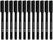 Set di 12 pennarelli permanenti neri, indelebili, punta fine, 0,6 mm, pennarelli a gomma neri, punta fine, lunga durata, secca rapidamente, ideali per legno, metallo, vetro, carta, set di pennarelli per disegno.