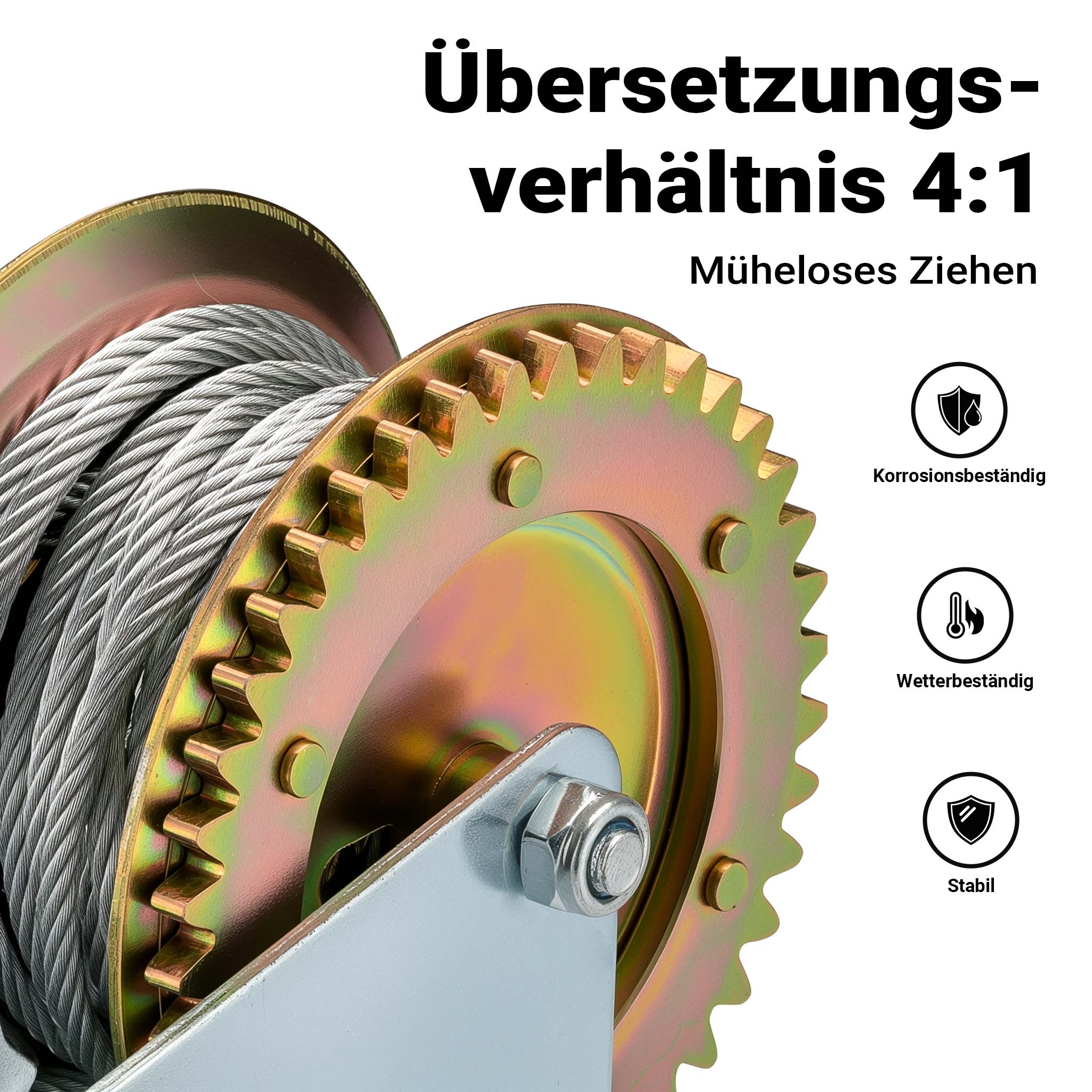 Verricello manuale per barche da 720 kg 10 m rapporto di trasmissione 4:1