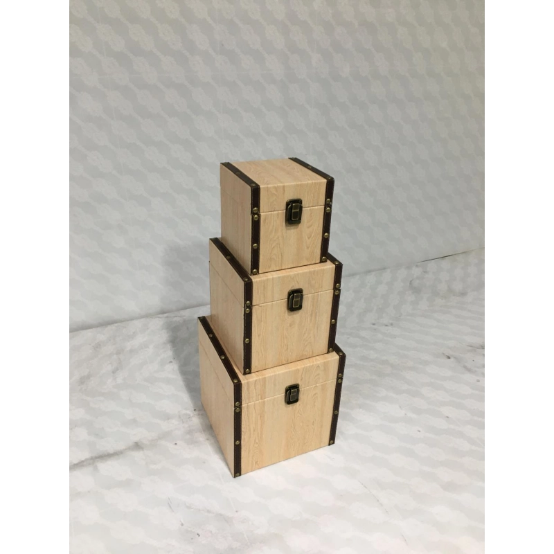 Scatola ecopelle 1-3 effetto legno quadro cm 22x22h22