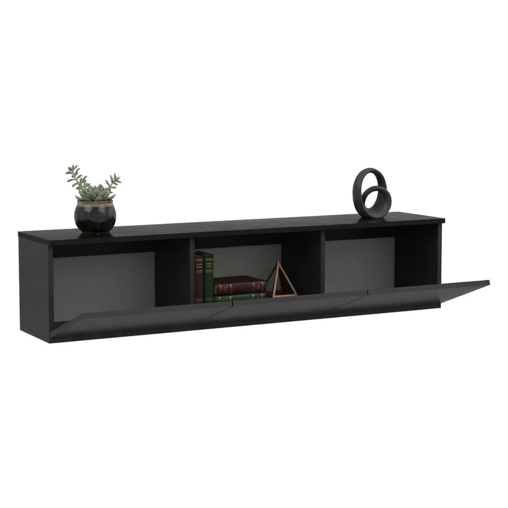 Surrigone, Mobile Porta tv 3 Vani, 160x32x35h cm Nero Antracite
