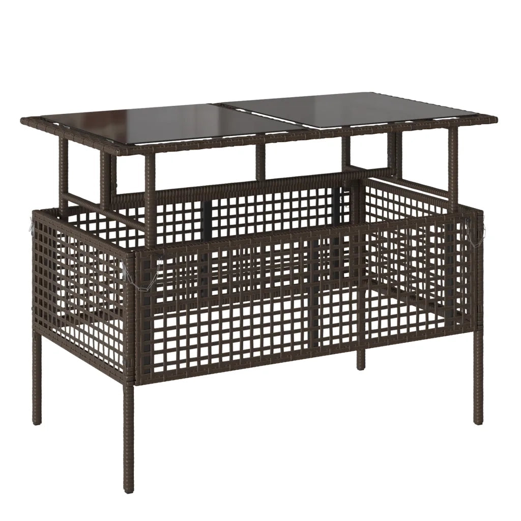 Set Divano da Giardino 4 pz Cuscini Marrone Polyrattan e Vetro 368135