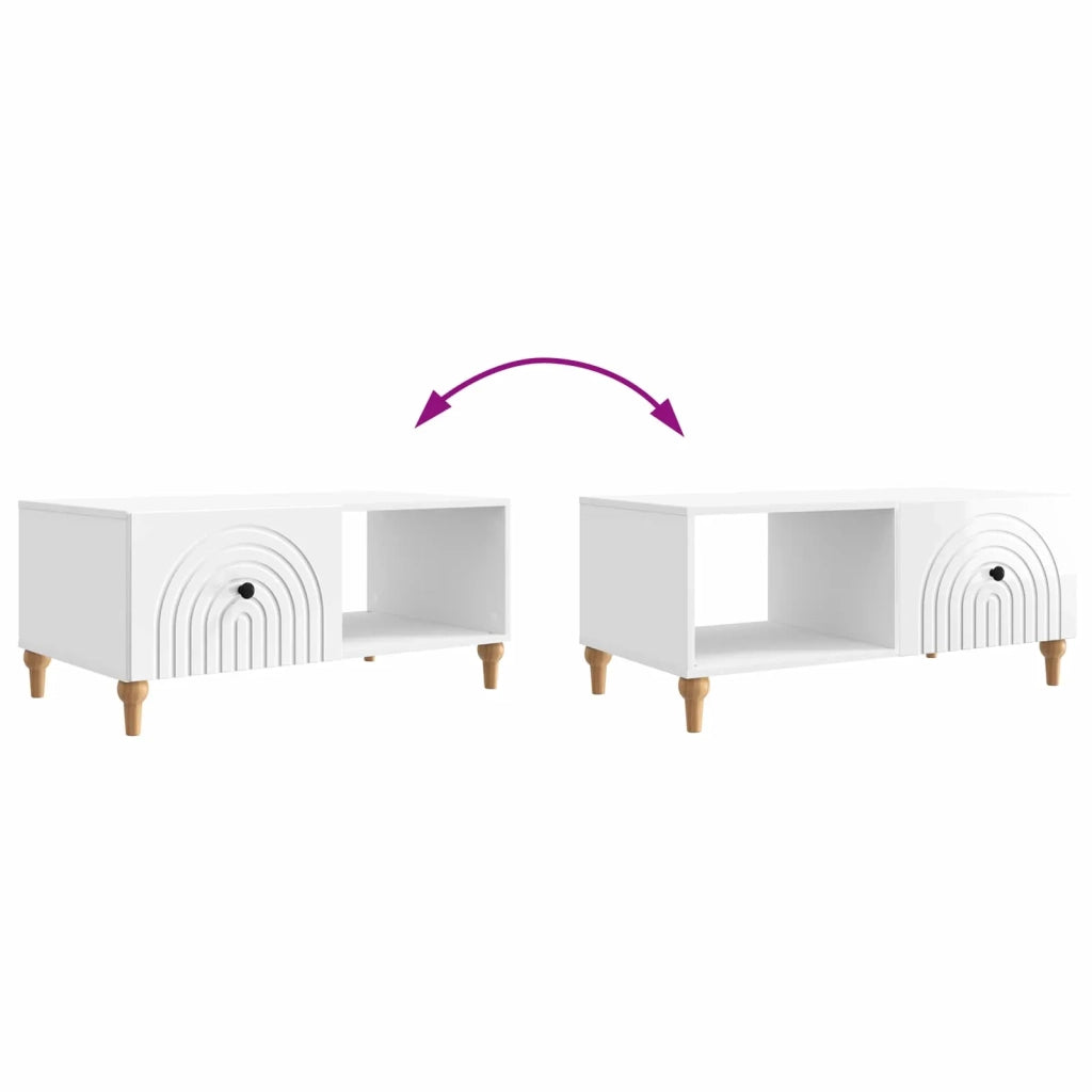 Tavolino da salotto Bianco Lucido 90 x 50 x 40 cm 894269