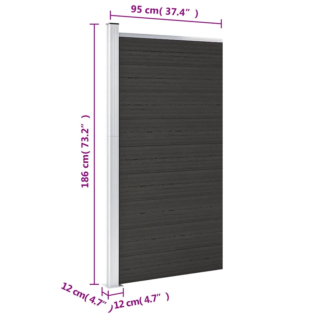 Pannello di recinzione | Recinzione da Giardino in WPC 95x186 cm Nero