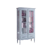 Vetrina 2 porte 2 cassetti in legno shabby azzurro l.102 p.42 h.191 - Mobili 2G