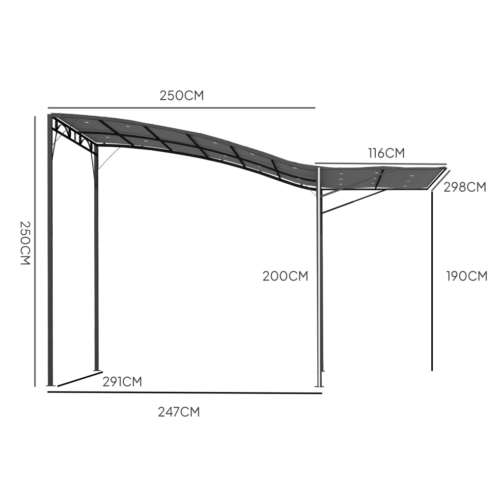 Gazebo con tetto apribile ¨C zephmum ¨C Grigio scuro 3x2.5m
