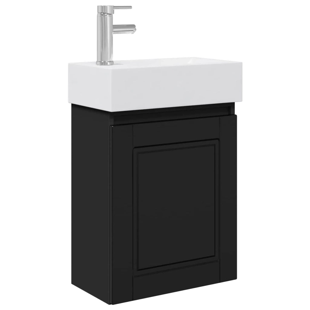Mobile bagno con rubinetto Nero 45,5 x 22,5 x 84 cm