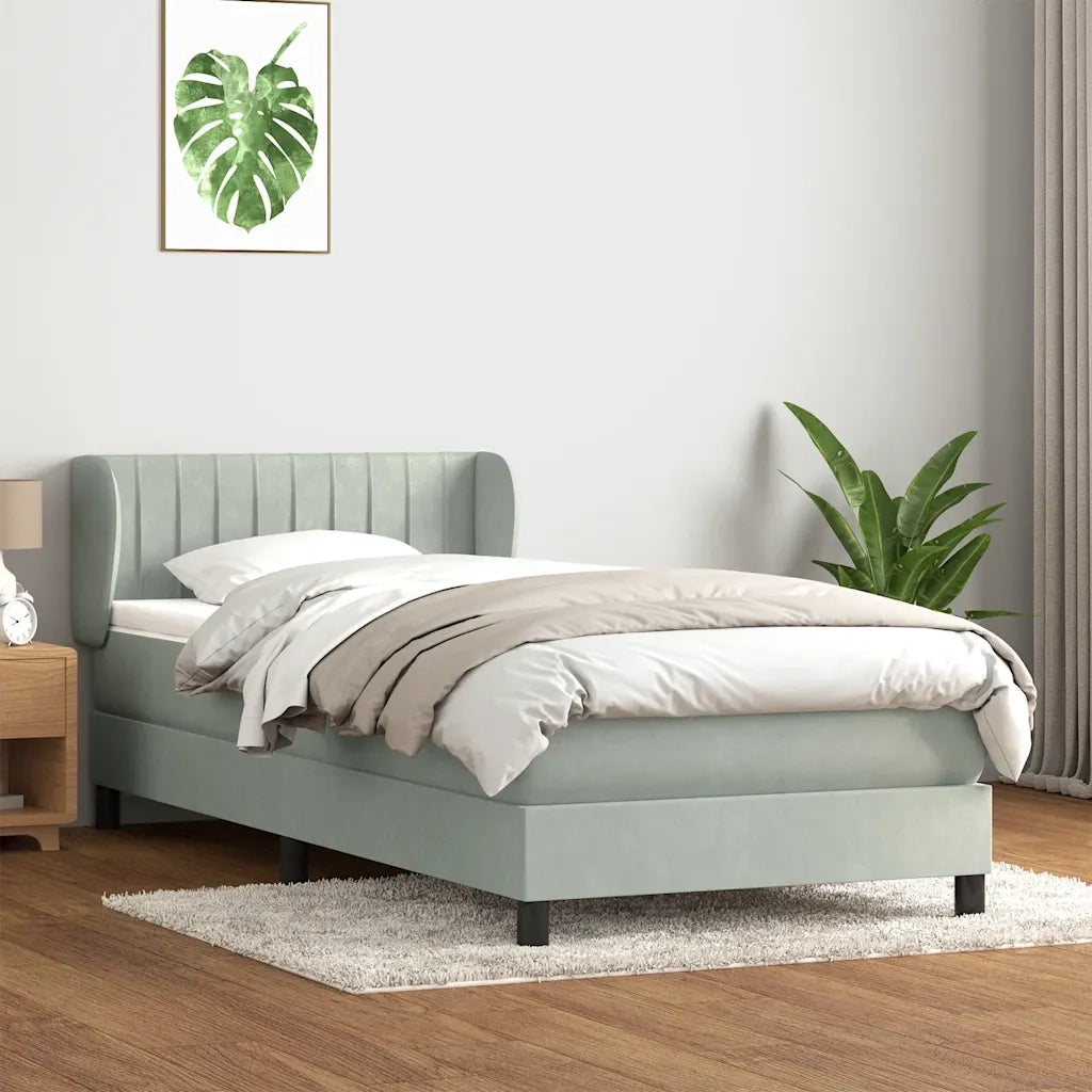 Giroletto a Molle con Materasso Grigio Chiaro 80x220 cm Velluto 3317715