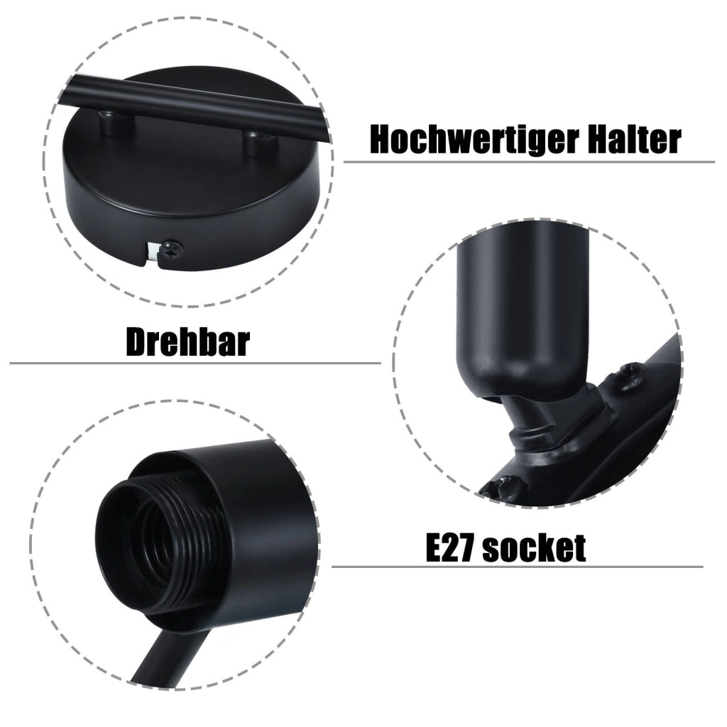 ZMH Faretto da soffitto neri 2 luci E27 metallo industriali rotativi 330° per saloni camere sale pranzo senza lampadina