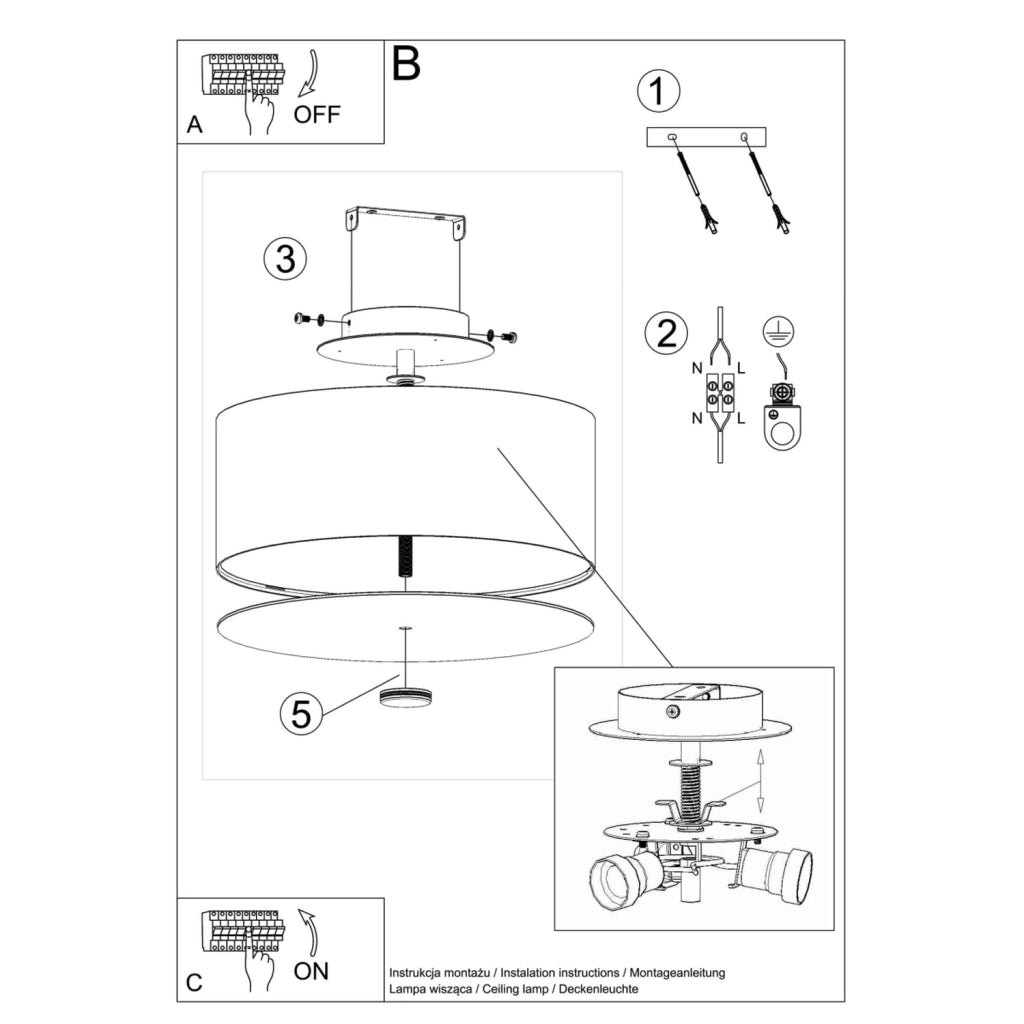 Plafoniera soffitto rotonda nera Ø30 GRADUS 3xE27 Pure