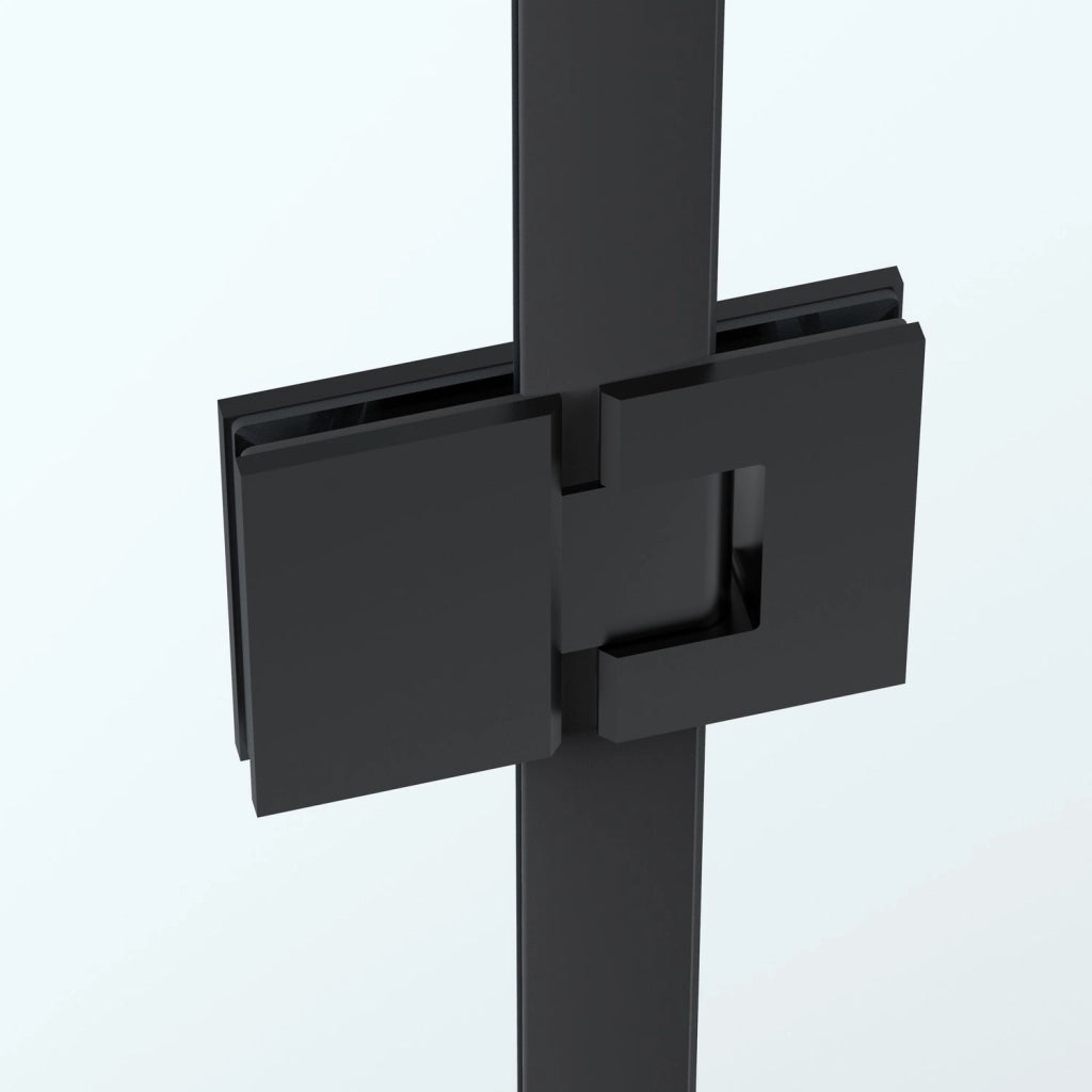 Box doccia 110 cm anta singola ad UN BATTENTE per nicchia H200 cm cristallo anticalcare trasparente 6mm profilo NERO OPA