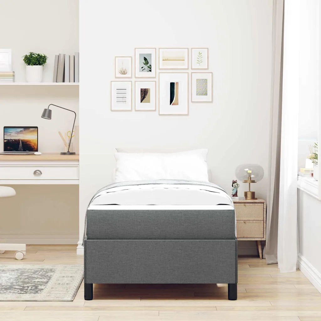 Letto a molle Grigio scuro 90 x 200 cm Tessuto