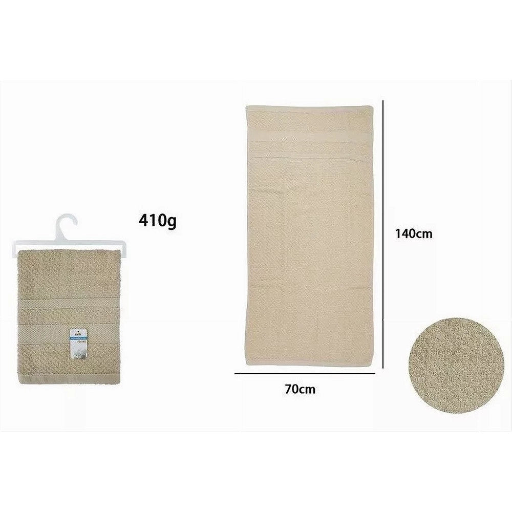 Trade Shop - Asciugamano Da Bagno Telo In Cotone Morbida 70 X 140cm 410gr Colore Beige 79495 -
